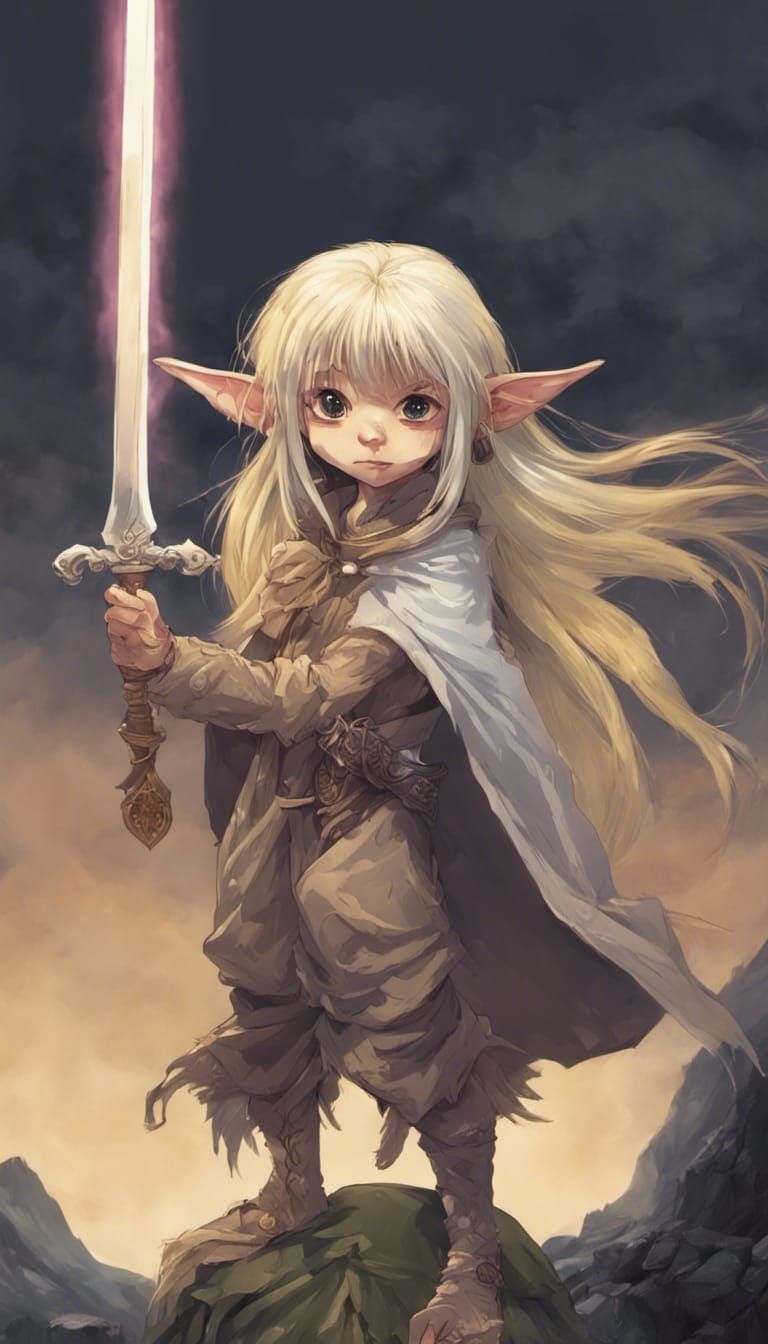 Gelfling Warrior with Sword in Anime Style