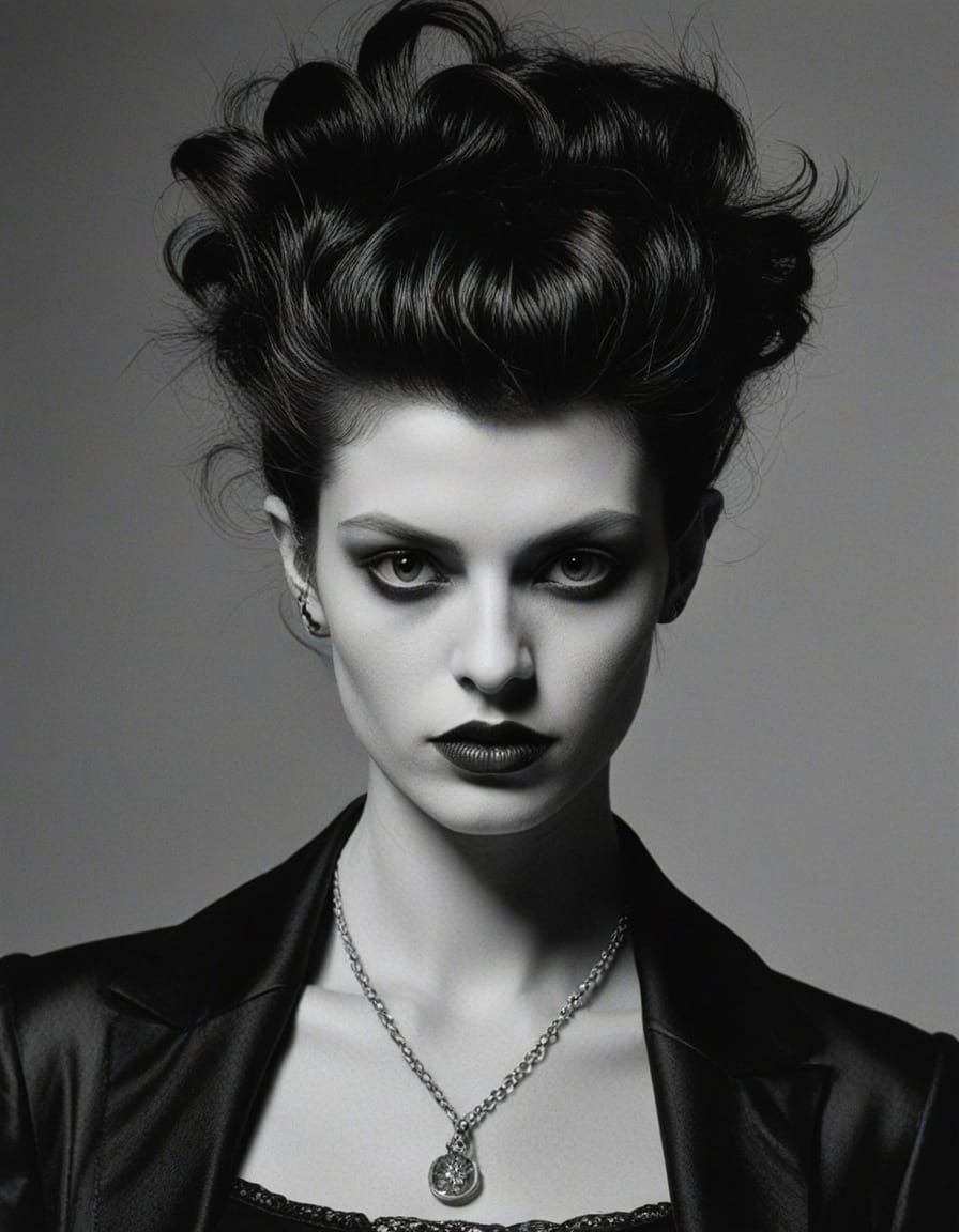 Gothic Punk Vampyre Girl in Silver Nitrate Photo