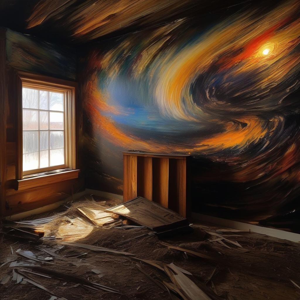 Haunted Attic Room in Abstract Expressionist Style