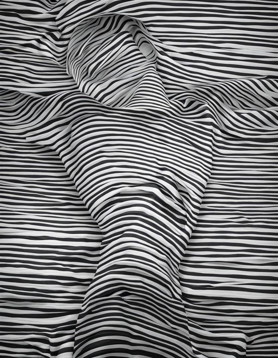 Abstract Striped Figure: Implied Form in Black and White