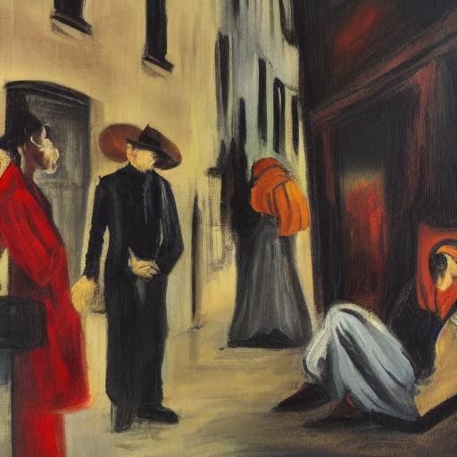 Vampire Injecting Victim: Expressionist Oil Painting