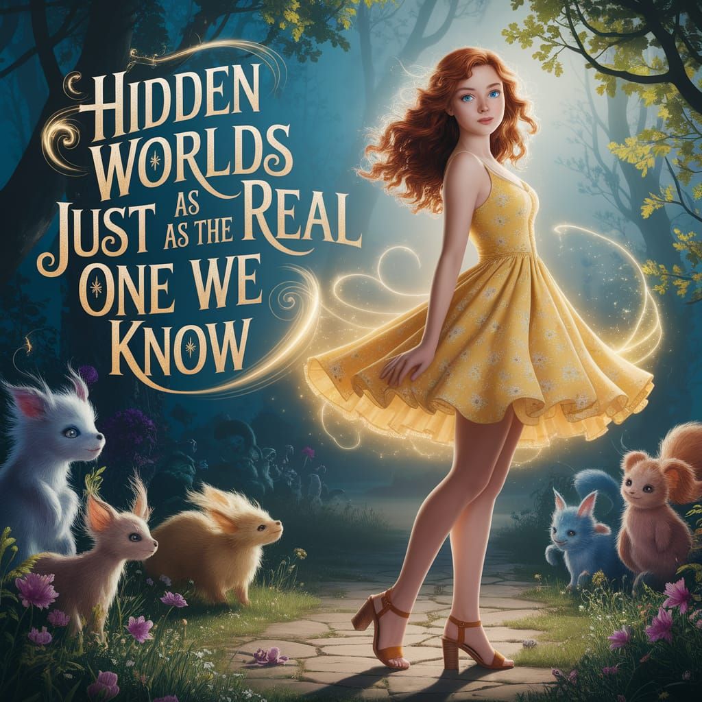 Ethereal Fantasy Scene with Enchanted Forest and Glowing Aur...