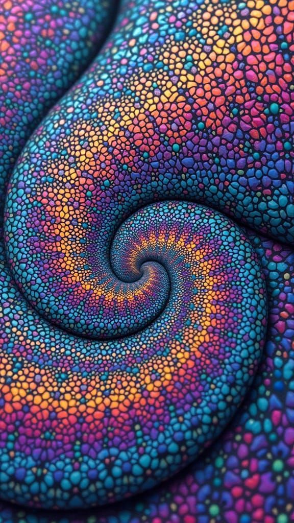 Iridescent Zentangle Masterpiece in 3D Neon Colors