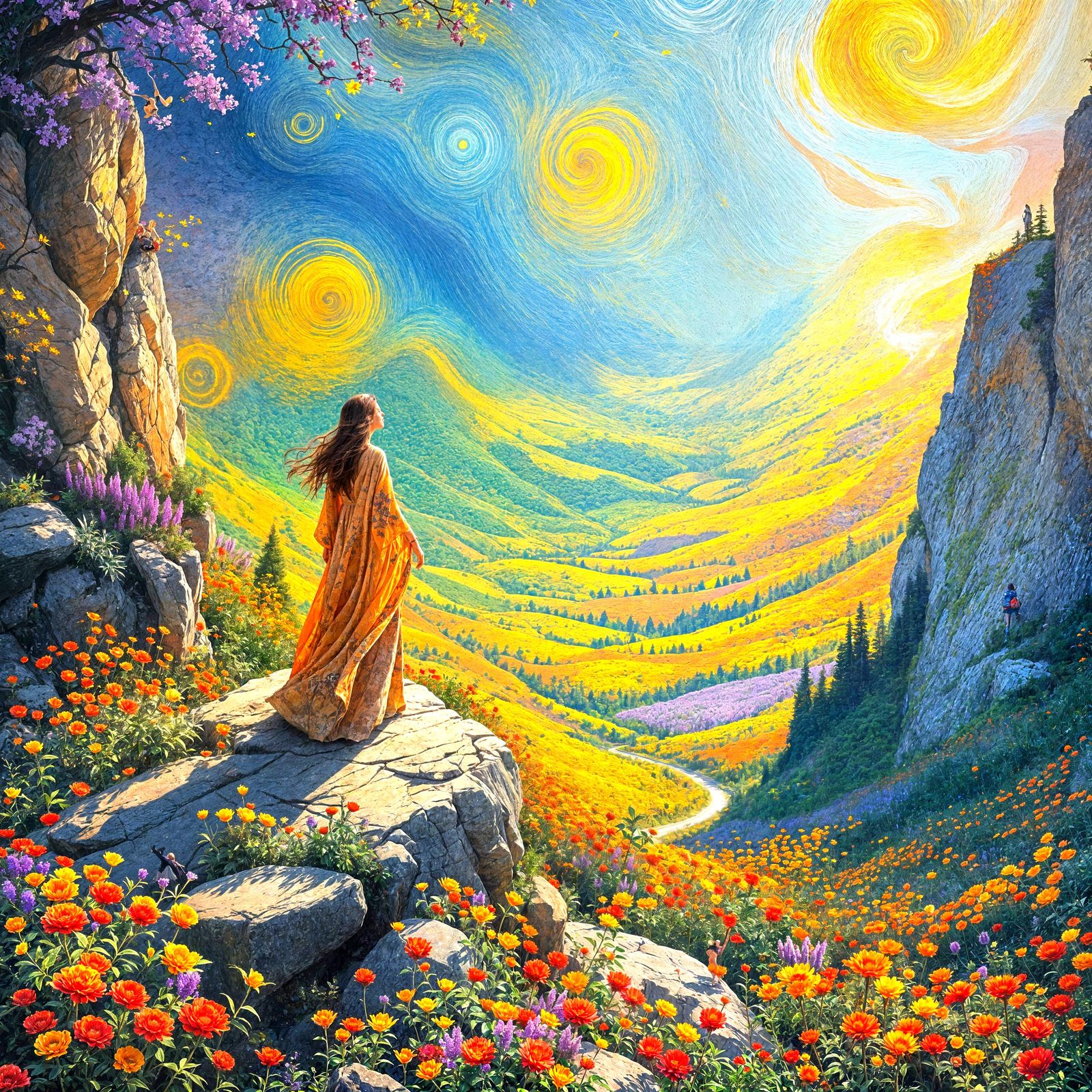 Vibrant Colors Dance Above Lush Foliage