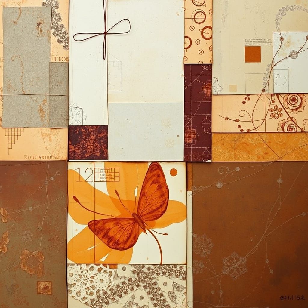 Collage of Lace, Rust, and Echoes Art