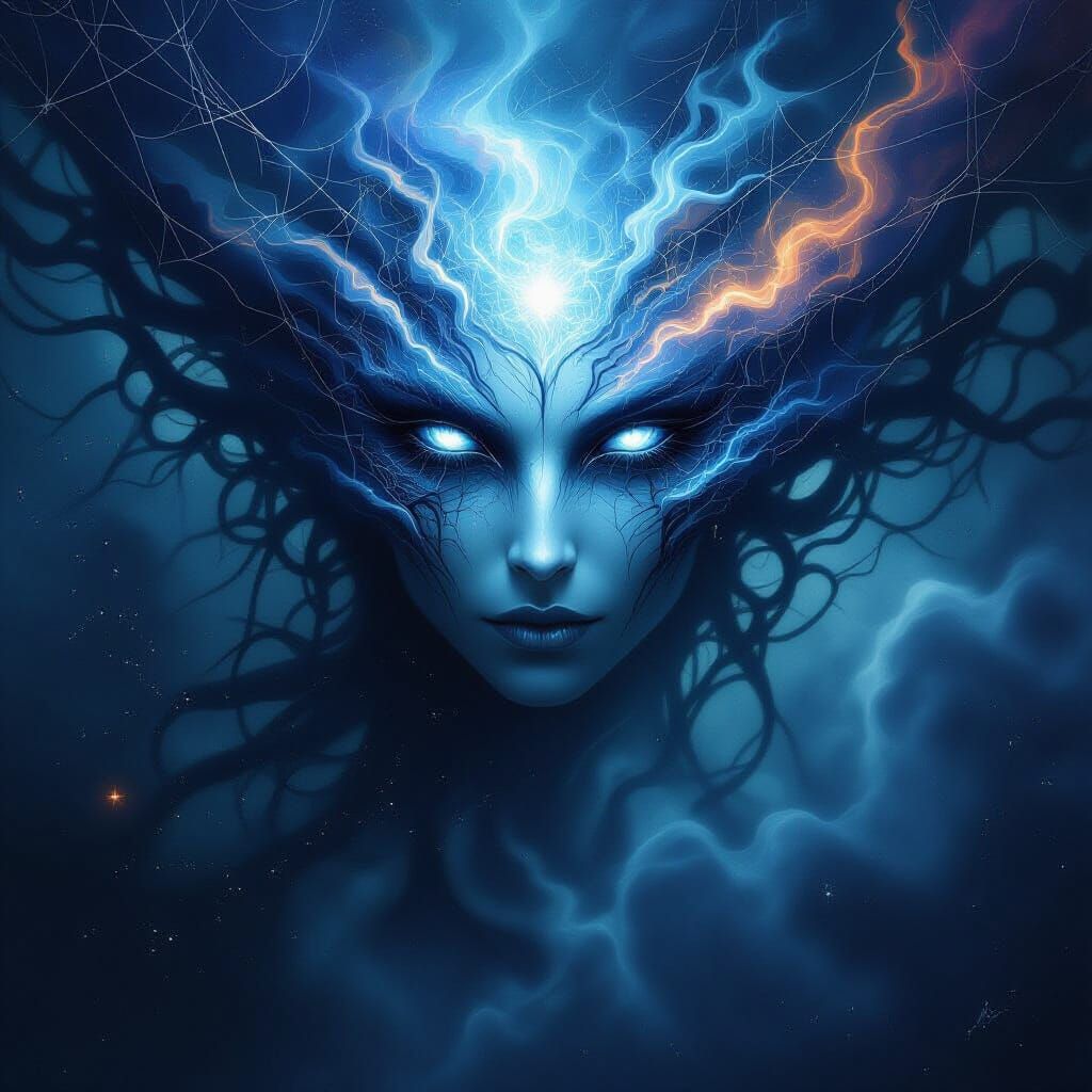 Ethereal Cosmic Deity Woven from Starlight