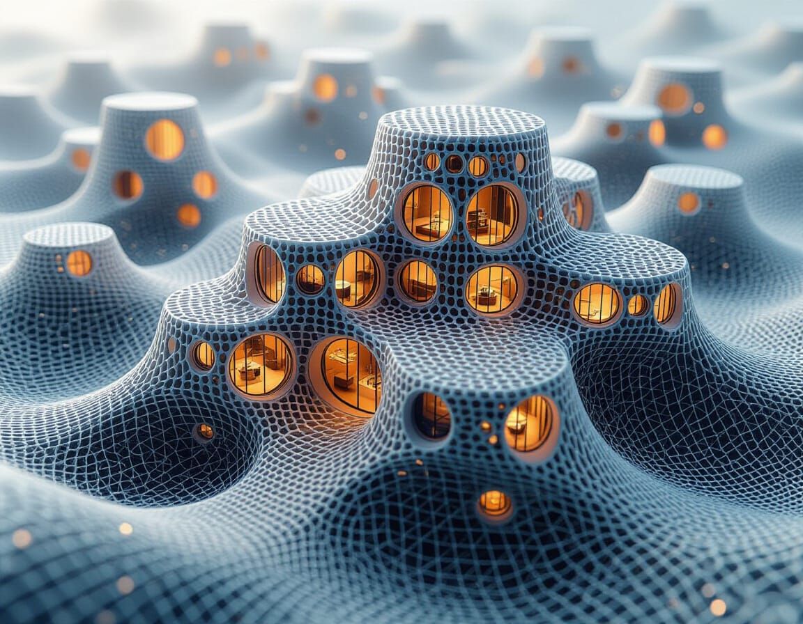 Artitechtural Negativespace Luminodoodleblend Structures wit...