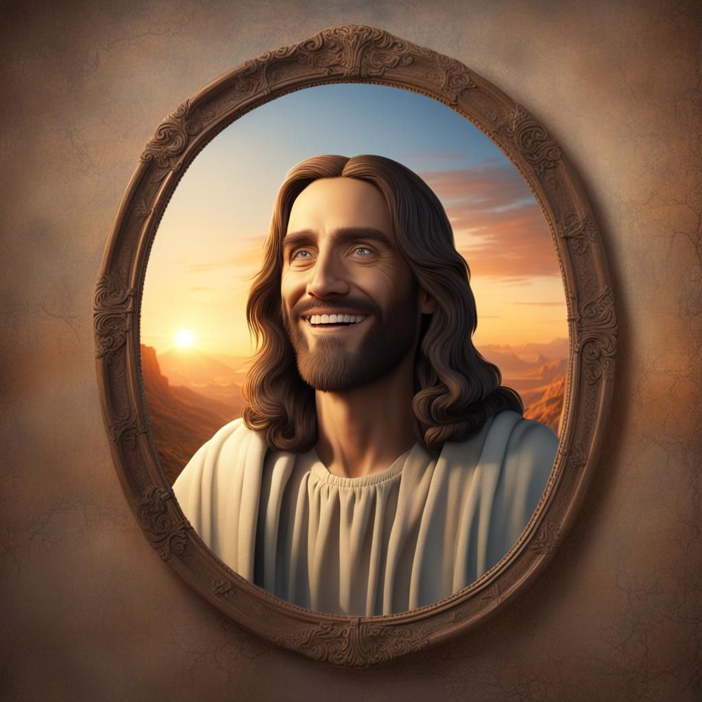 Jesus Sees Sunrise Reflection: Detailed Matte Painting