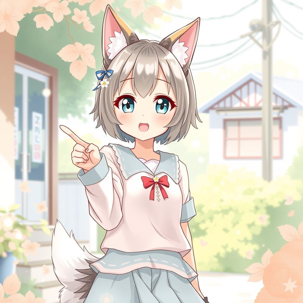 Whimsical Anime Girl in Pastel Paradise