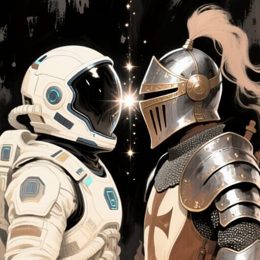 Astronaut and Knight Swap Helmets in Time Travel Fantasy