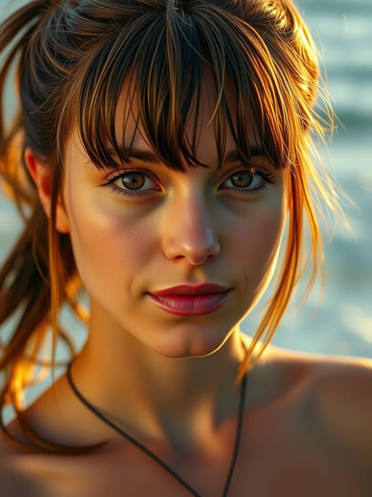Sun-Kissed Beach Portrait With Golden Hour Lighting
