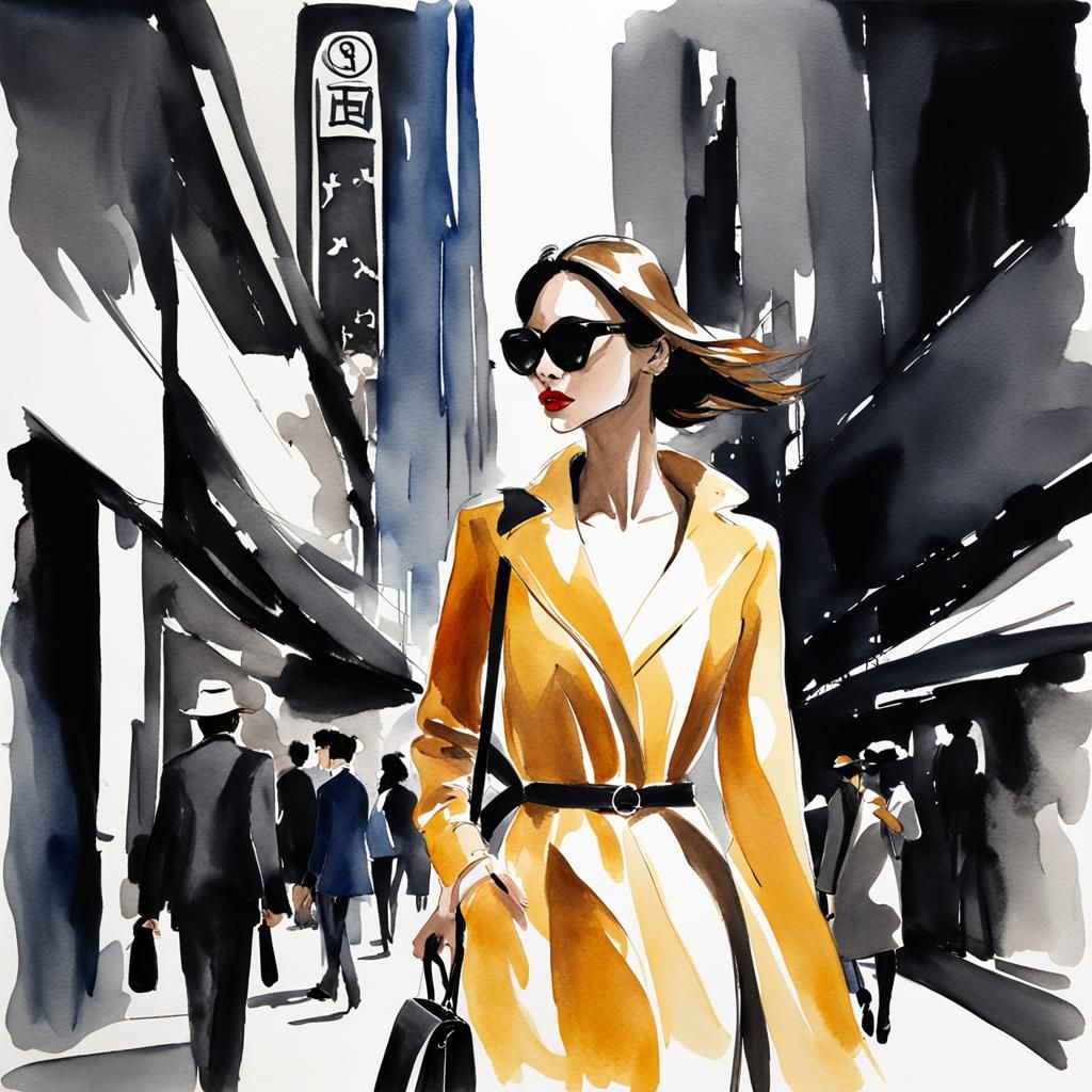 Korean Model Walks Hong Kong in One-Line Art