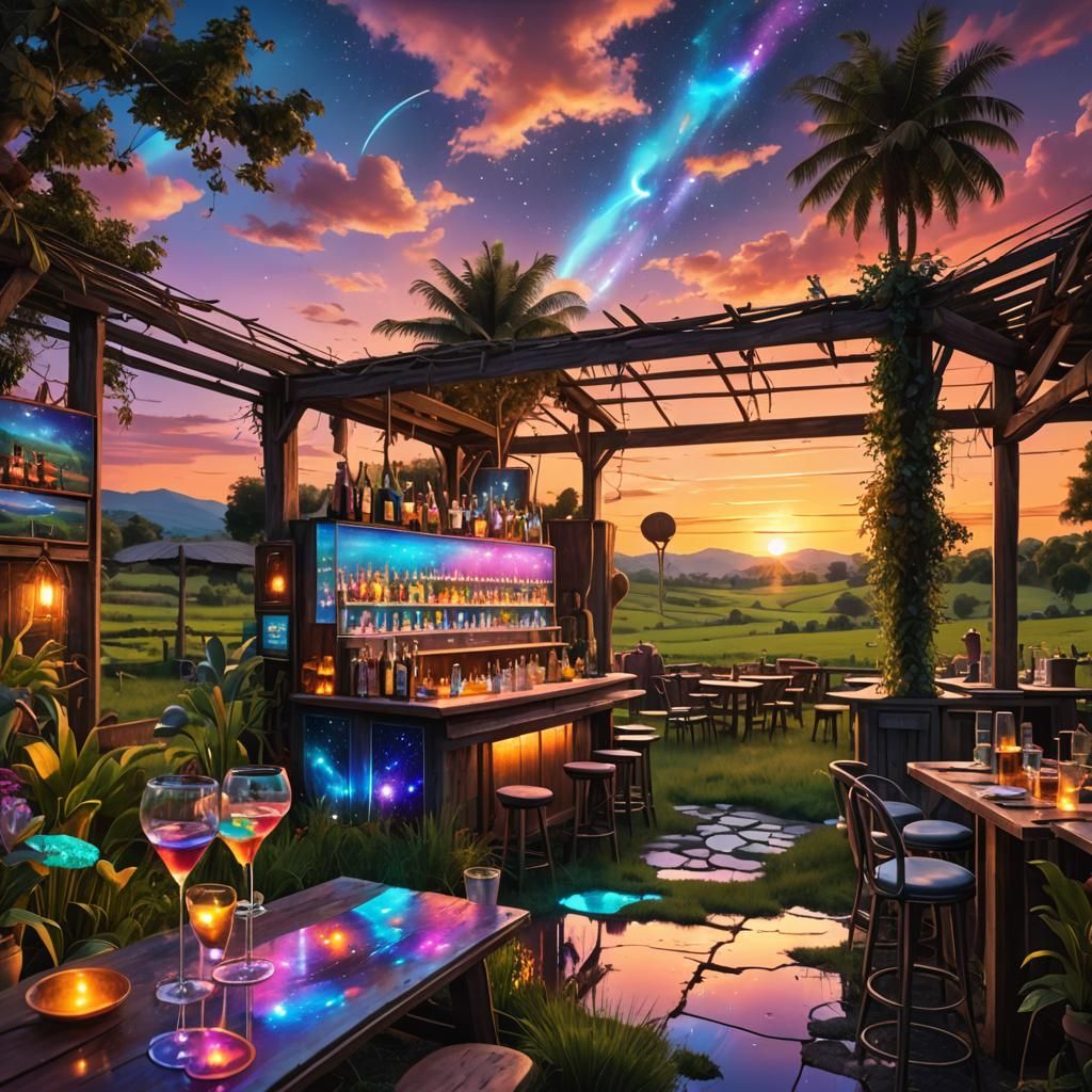 Farm Open Bar at Sunset in Astral Style