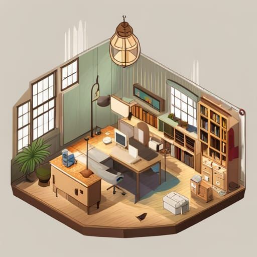 Retro Lampshade in Studio Ghibli Style