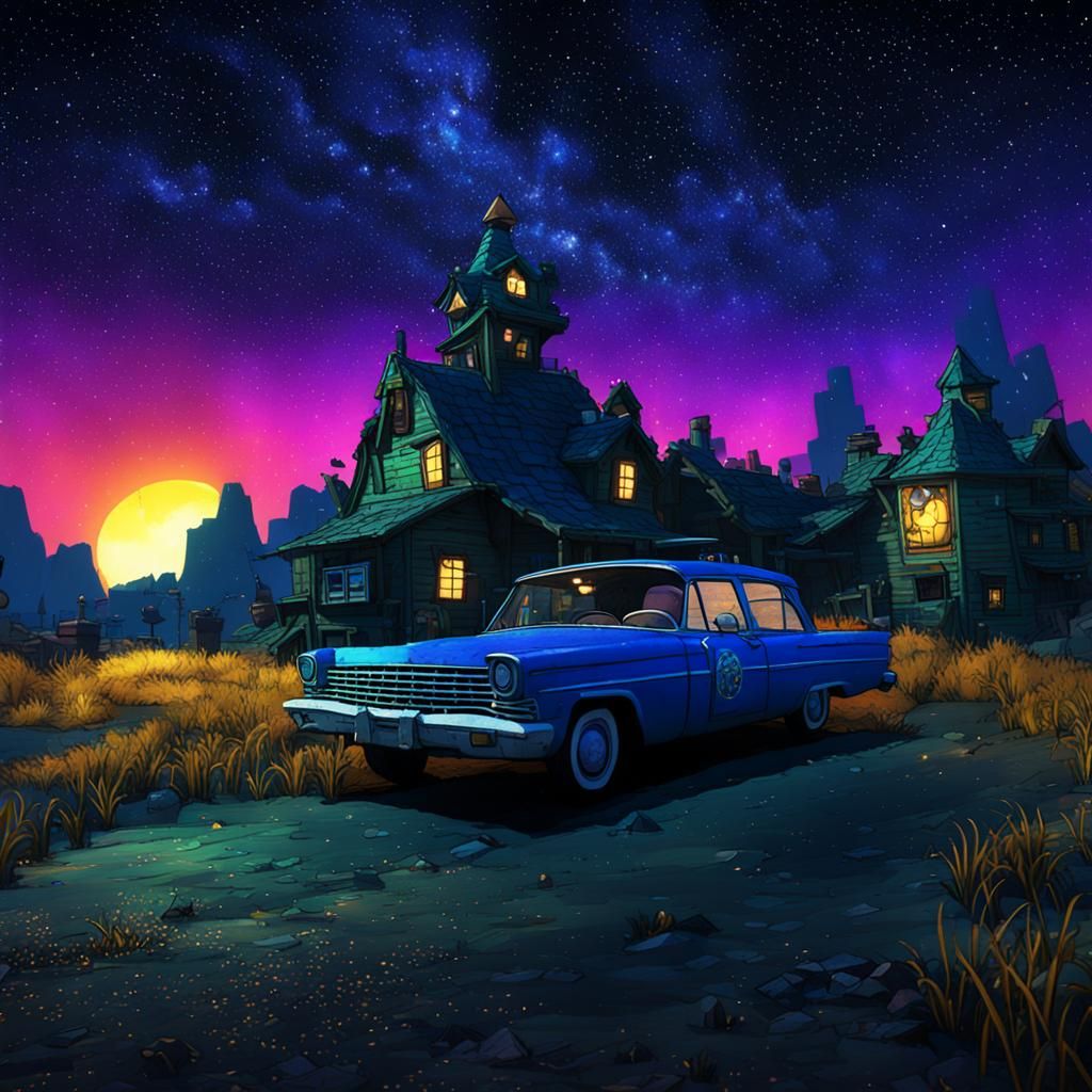 Fox Under Night Sky: Maximalist CryEngine Art