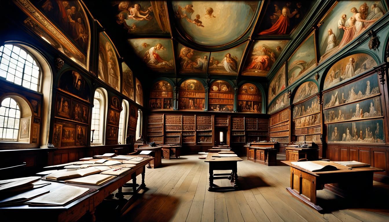 Ancient Roman Scriptorium Photograph with Fisheye Lens