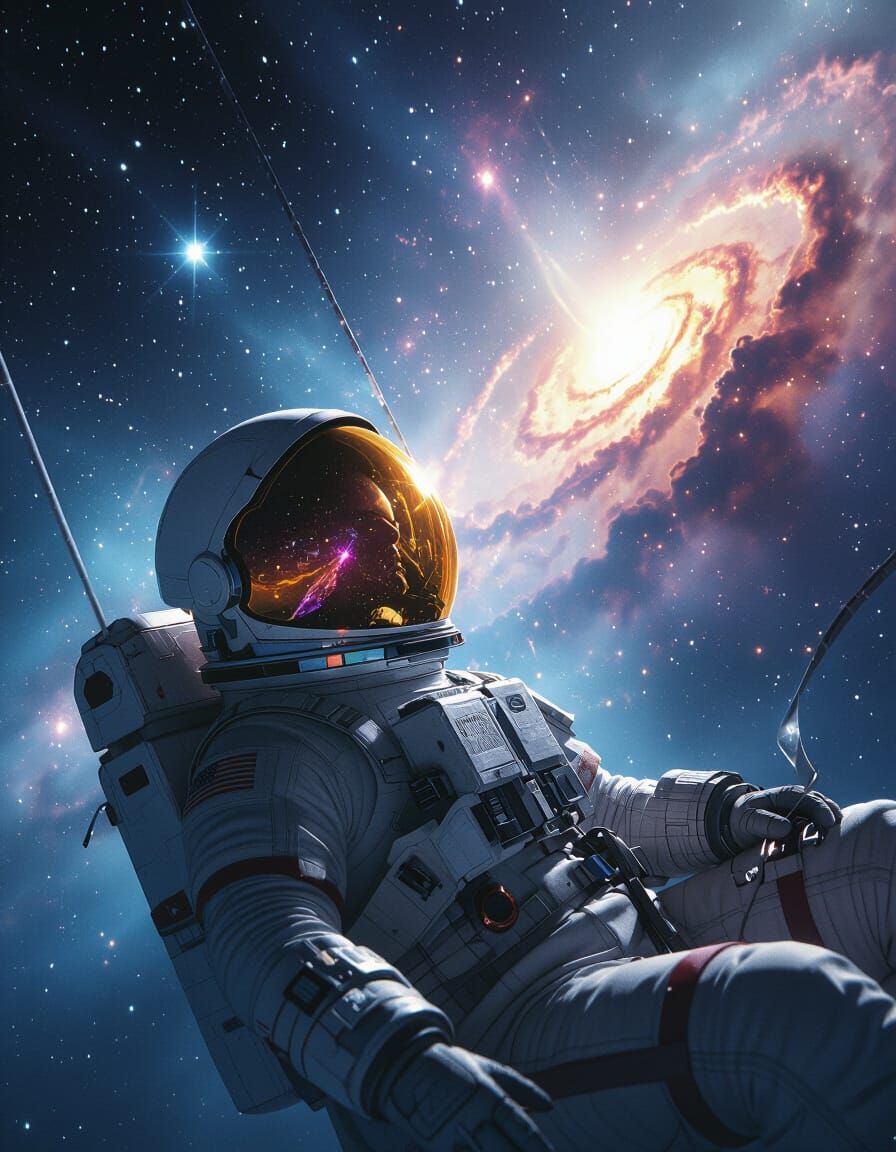 Astronaut Adrift in Space: Digital Art with Nebula