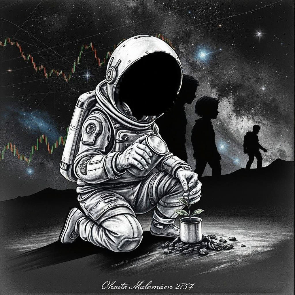 Young Bionic Explorer Cultivates Hope Amidst Futuristic Ruin...