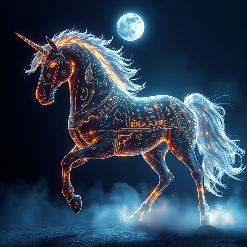 Prismatic Stallion Etched in Light and Energy