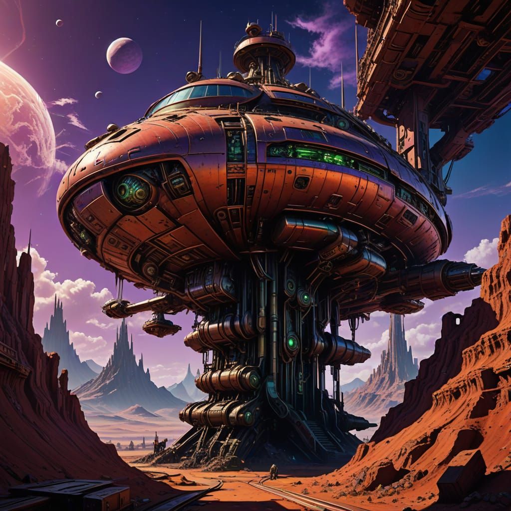 Steampunk Space Ship Blasts Off into Cosmic Skies