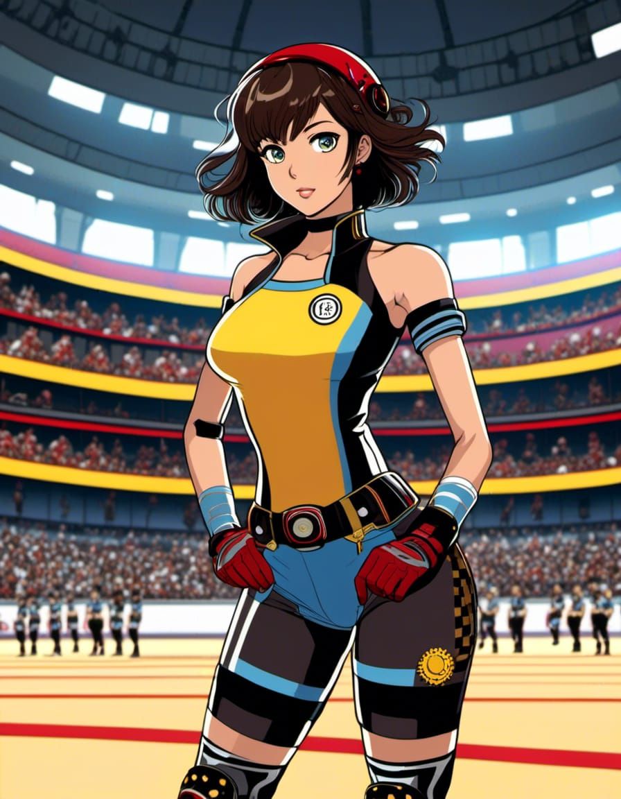 1990s Anime short dark brown hair, blue eyes, Asian, light b...