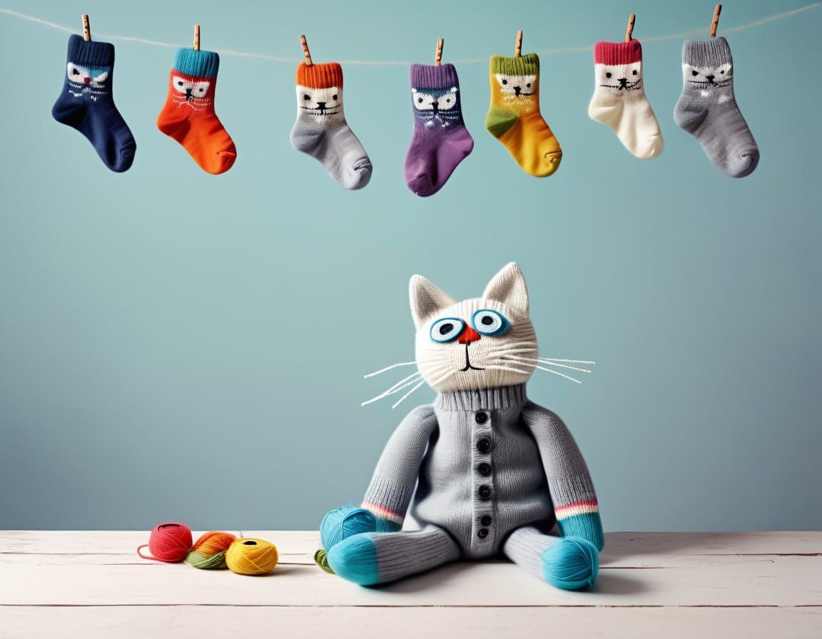 Creepy Sock Puppets Knitting Rainbow Sock, Colour Pictoriali...