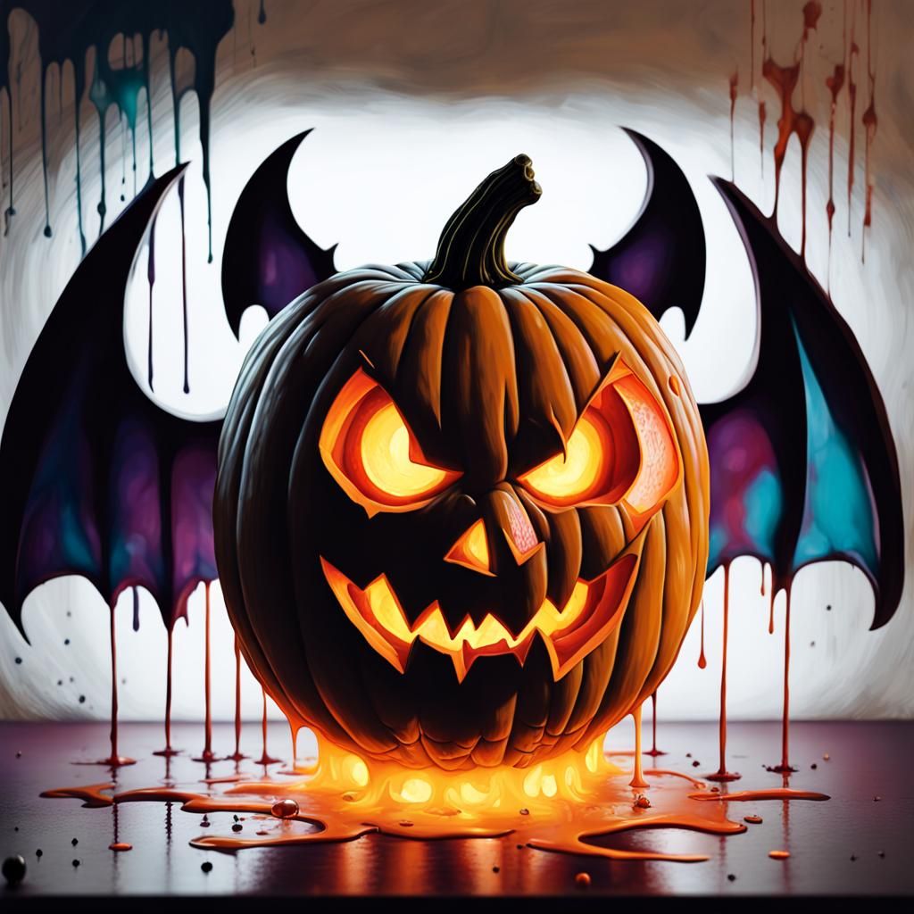 Glowing Bat Pumpkin: Graffiti Art Illustration