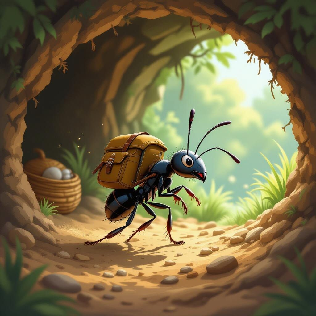 Frantic Ant's Adventure in Whimsical Underground Nest