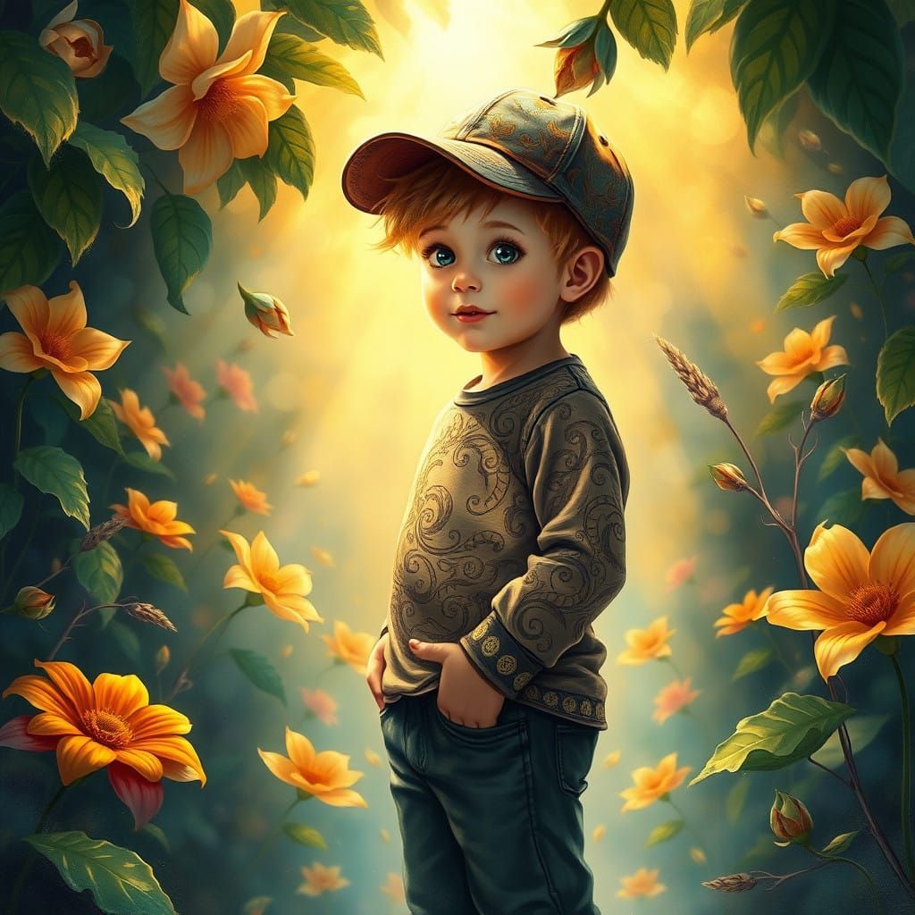 Mystical Boy in Whimsical Wonderland