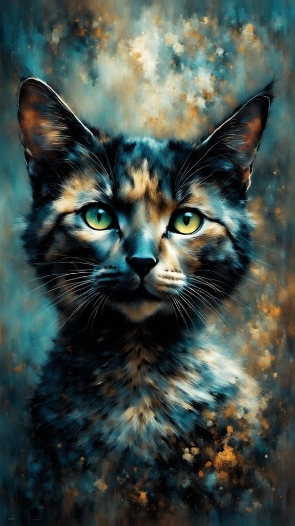 Dreamy Feline in Soft Charcoal Hues