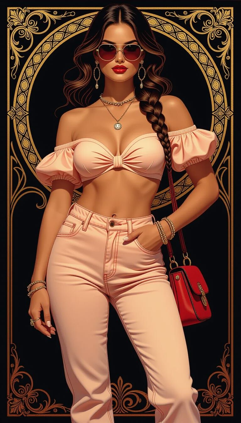 Voluptuous Woman in Pin-Up Style Bikini