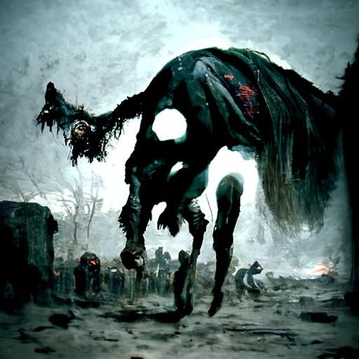 Undead Horse in Horror Style