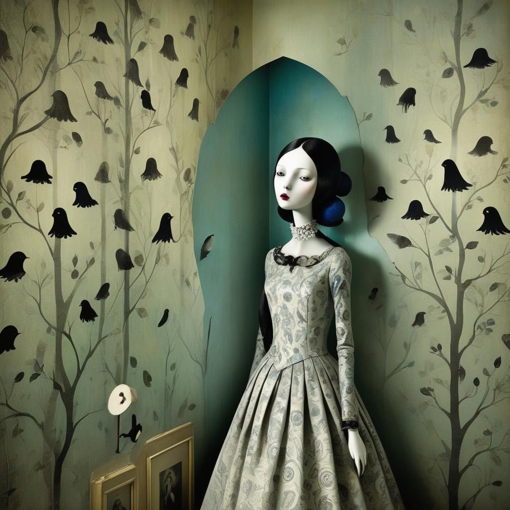 Girl Whistles in Abandoned Guest Bedroom with Haunting Wallp...