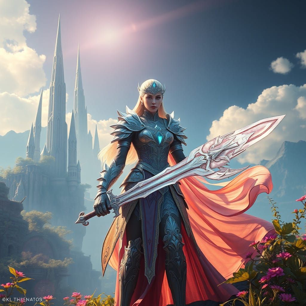 Ethereal Princess in Vibrant Fantasy Landscape