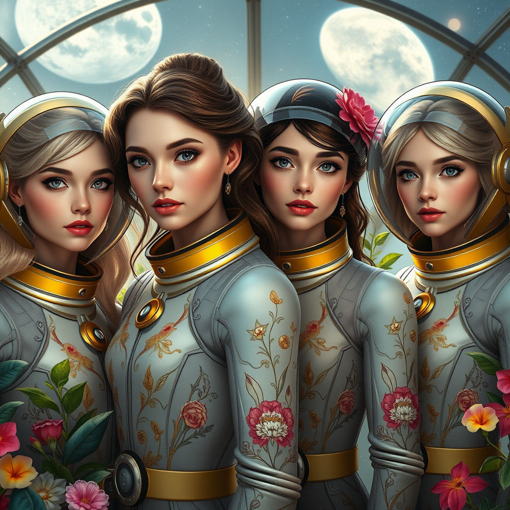 Fairytale Princesses in Spacesuits Tend Lunar Garden