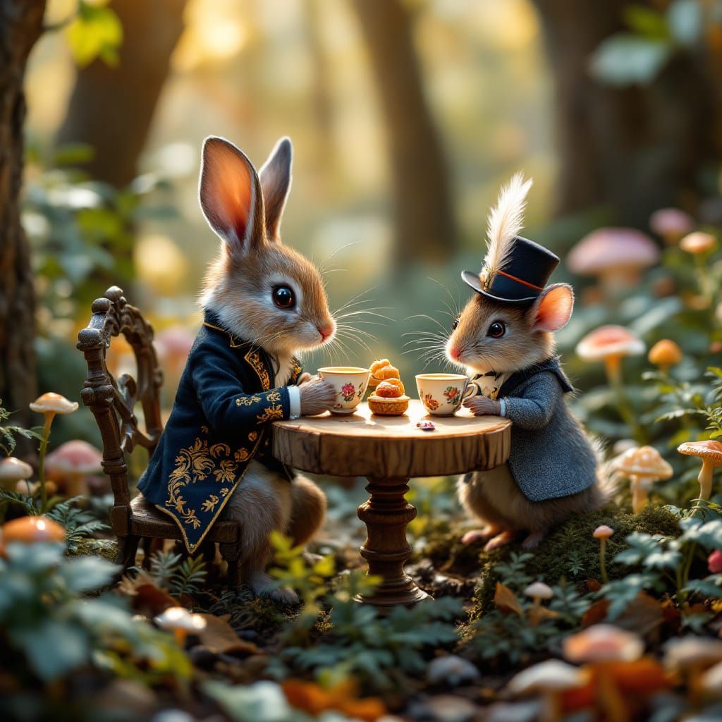 Enchanted Forest Tea Party: Bunny and Mouse