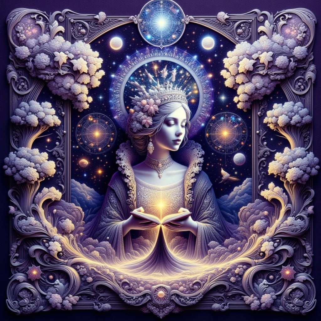 Baroque Lady in Cosmic Ink Paper Cutting Art