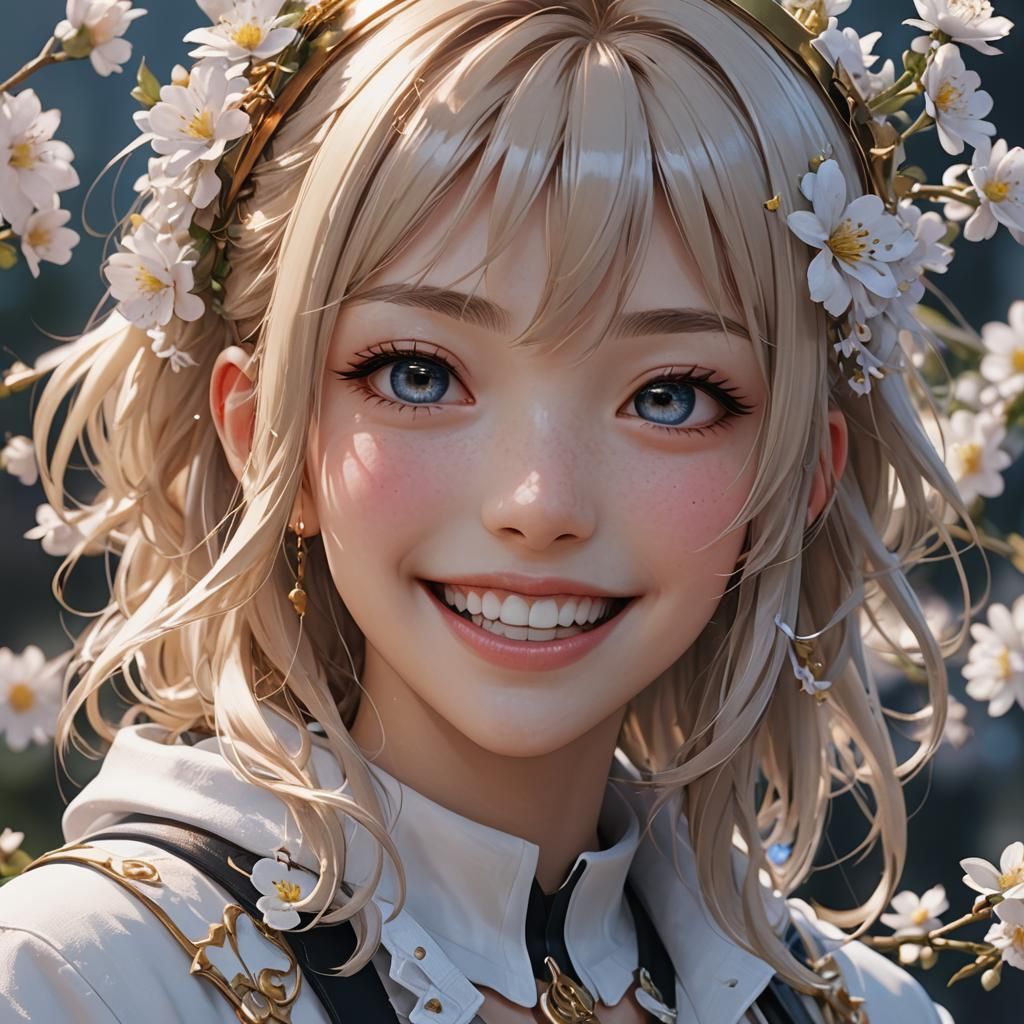 Anime Style Smiling Character in 3D Art