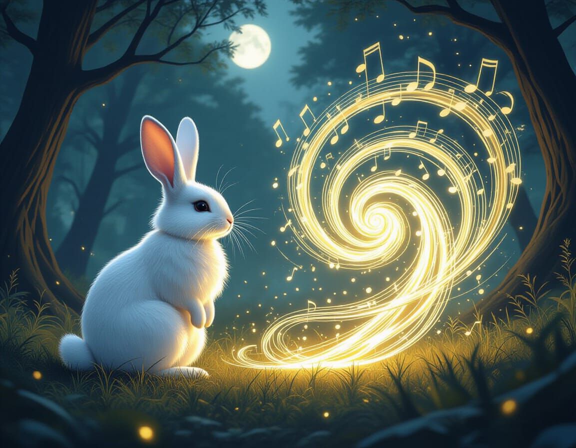 Luminescent Rabbit Observes Musical Vortex