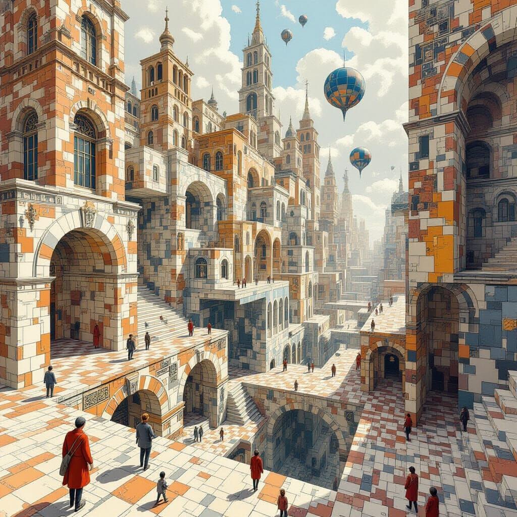 Escher-Inspired Scene with Impossible Geometry