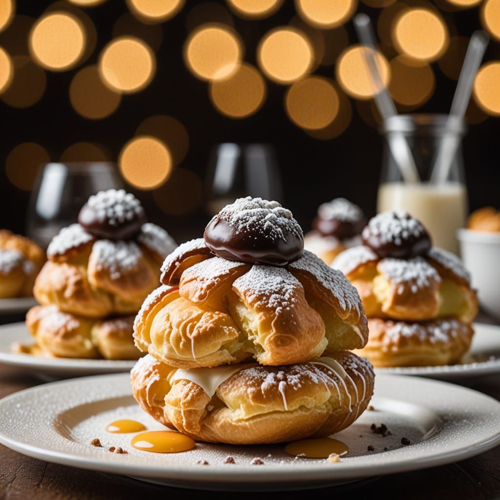 Decadent Cream Puffs: Starred Restaurant Dessert Photography