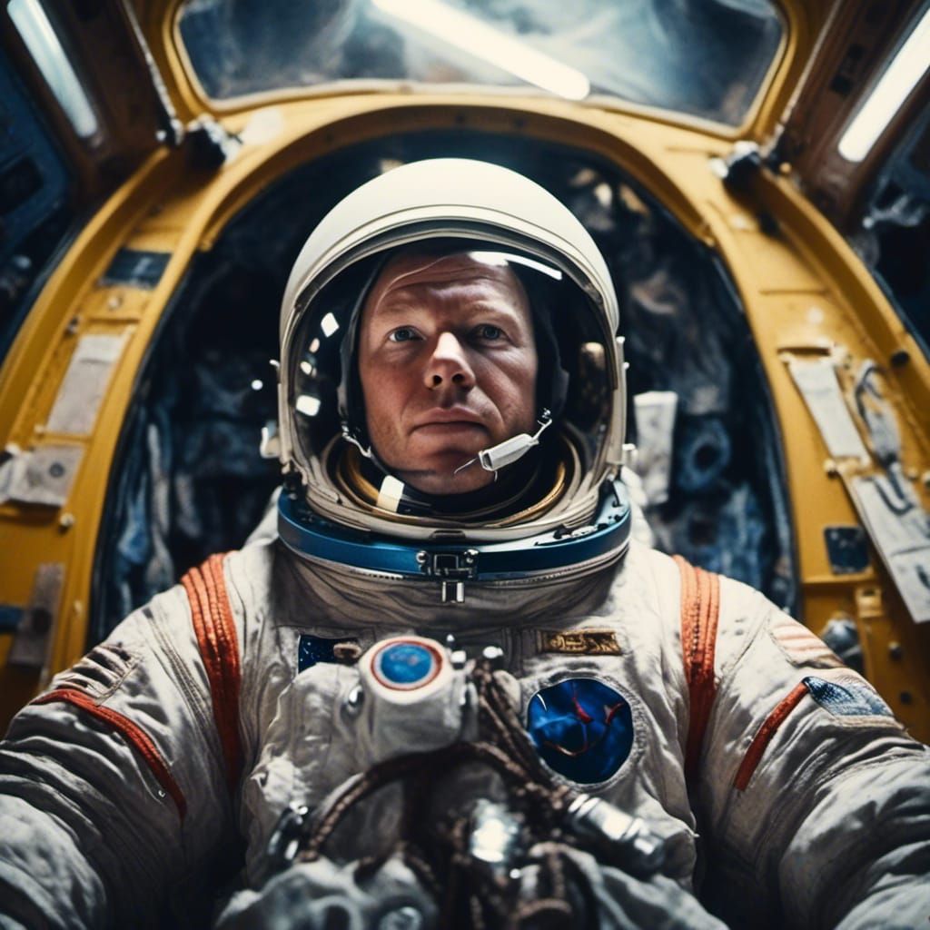 Neil Armstrong Portrait Inside Apollo 11 Capsule