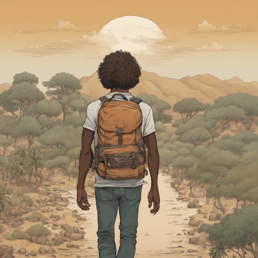 Hyperrealistic Book Cover: Hitchhiker's African Journey