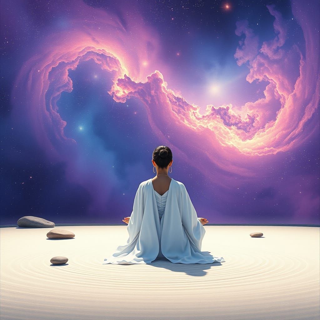 Goddess Ascends to Cosmos in Dreamlike Hues