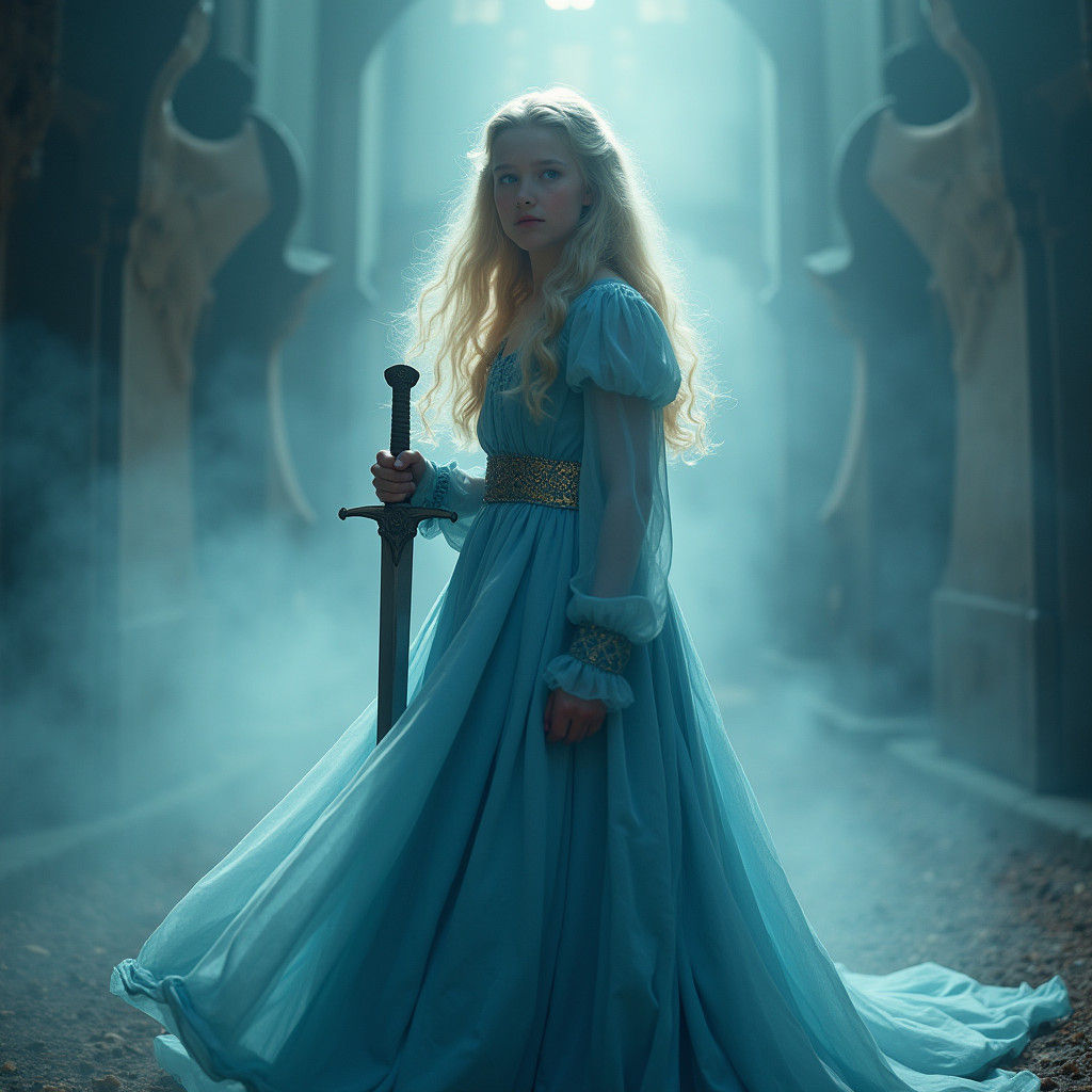 Angelic Warrior with Sword, Cinematic Film Still