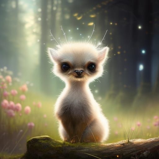 Cute Dandelion with Doe Eyes: Hyperrealistic Digital Art