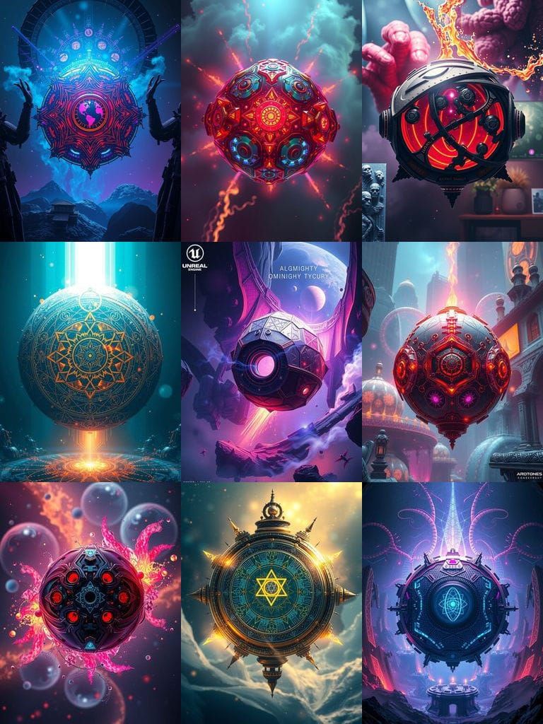 Epic Fantasy Orb in Detailed Cyberpunk Style