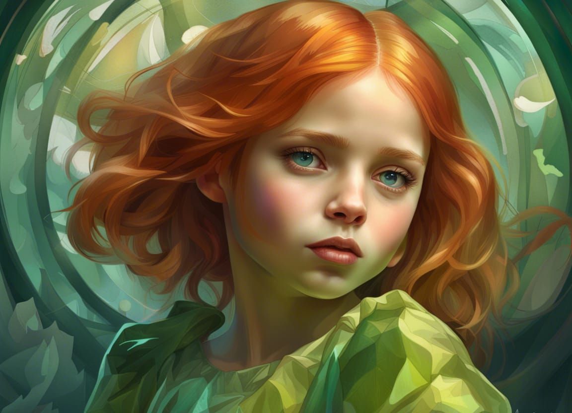 Red-Haired Girl Portrait in Digital Art Style