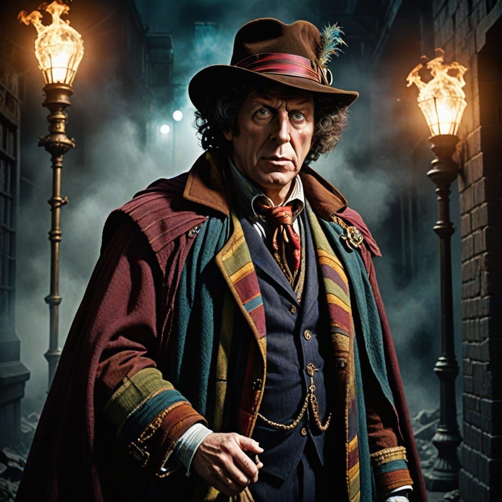Fourth Doctor in Epic Fantasy Concept Art Style