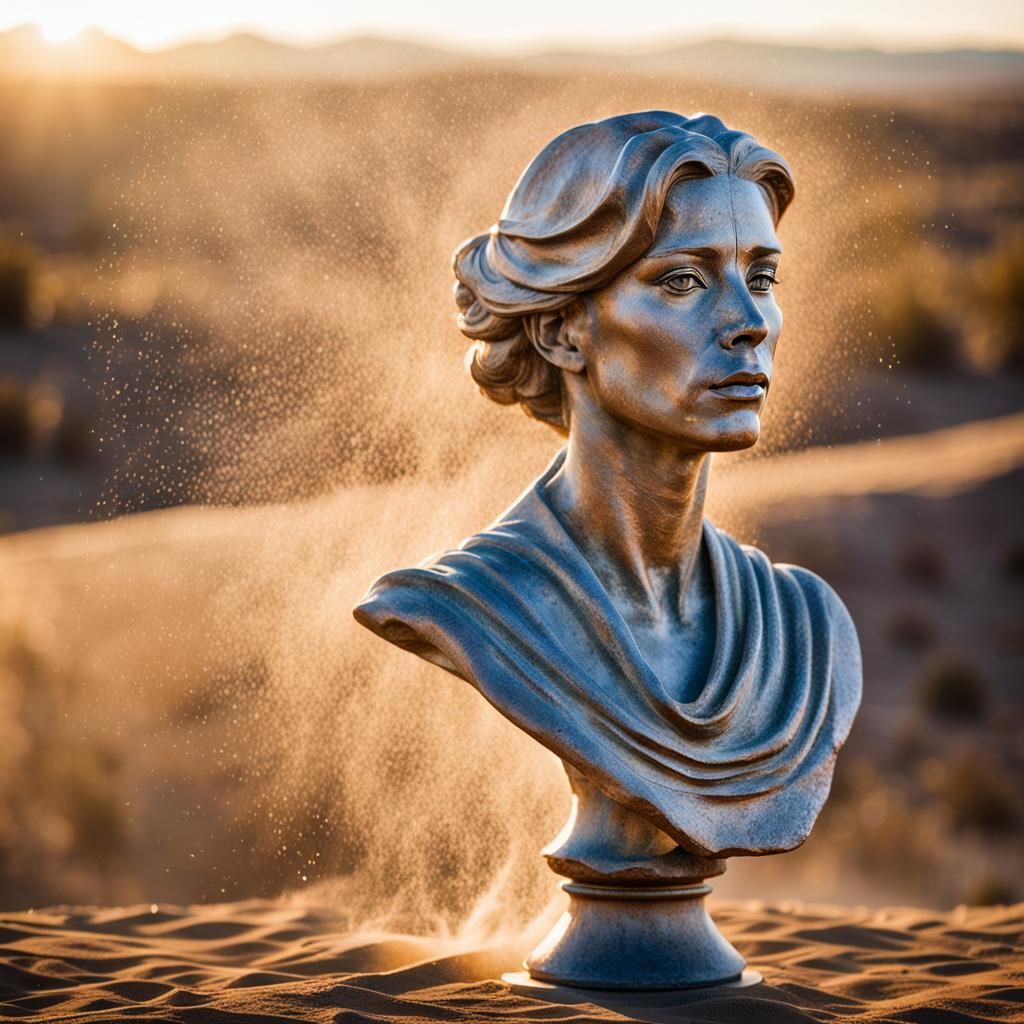 Surreal Horse Portrait with Bust in Desert